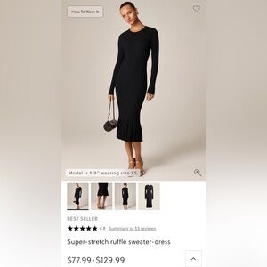 J. Crew Black Super-Stretch Ruffle Sweater Dress